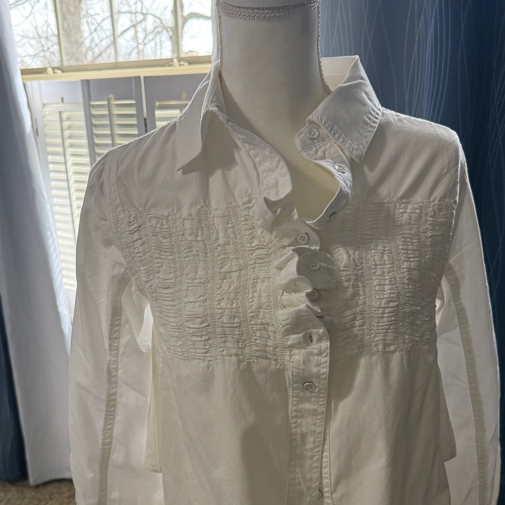 We The Free Ivory Ruched Blouse